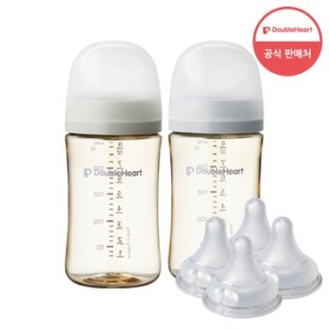 더블하트 3세대 240ml 트윈팩 젖병2개 + 젖꼭지 4개_이미지