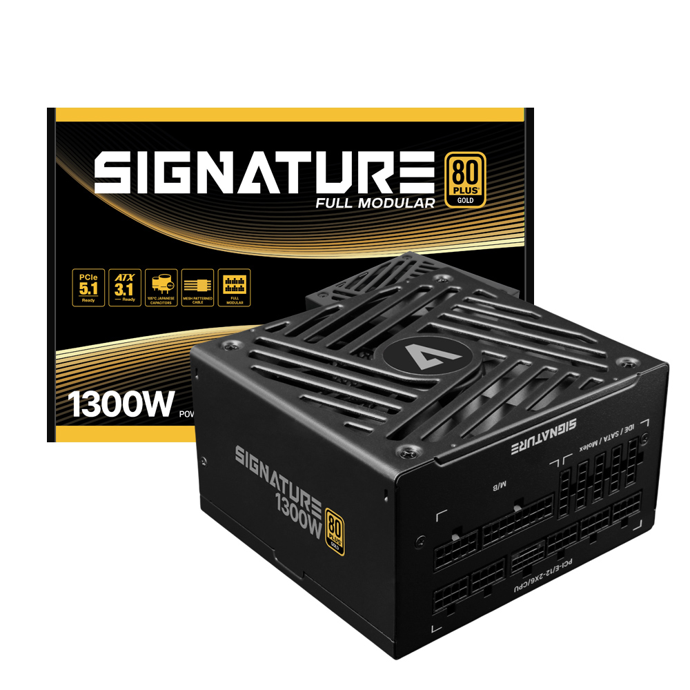 AONE 시그니처 1300W 80PLUS골드 풀모듈러 ATX3.1 블랙이미지입니다. 누르면 해당 게시물로 새창이동합니다.