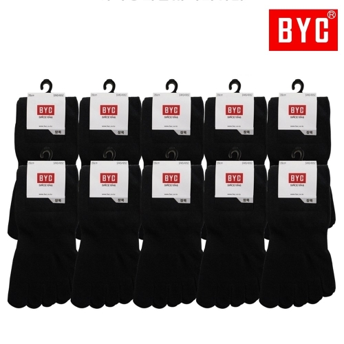 BYC 발가락양말 장목 검정 농색 10족 4052 발가락장목 검정10족_이미지