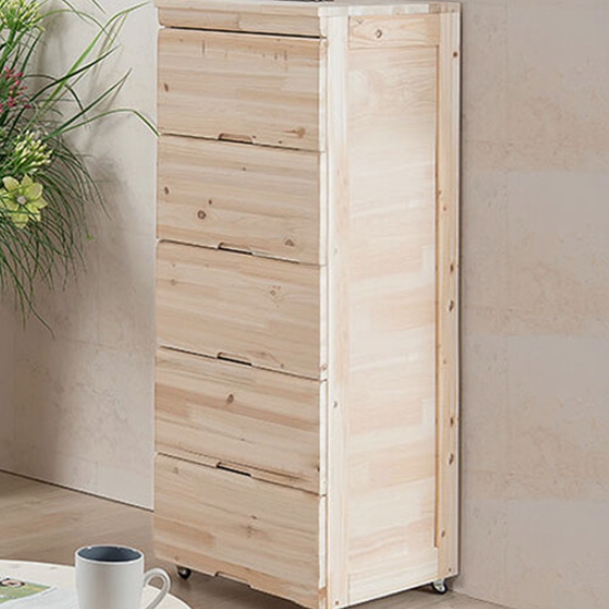 다인 삼나무 원목 이동식 5단 서랍장 400