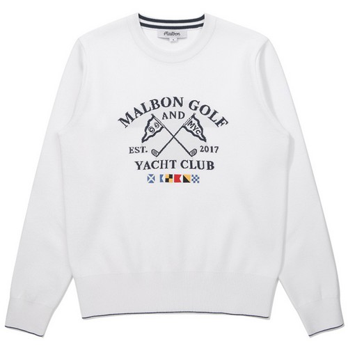 말본골프 이중지 라운드 니트 스웨터 M6122PKT11IVY_이미지