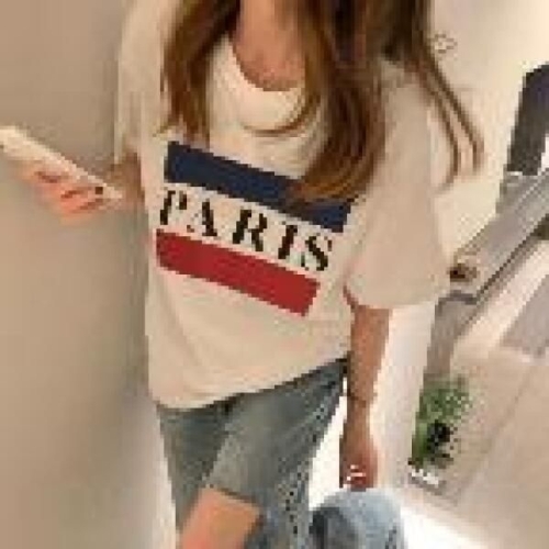 오너클랜 100% 순면 오버핏 paris 반팔티셔츠 여름반팔 WE5E9CE