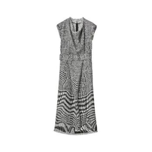 버버리 우먼 Warped Houndstooth 린넨 Blend Dress Brand Size 6 US 4 8083845 415414