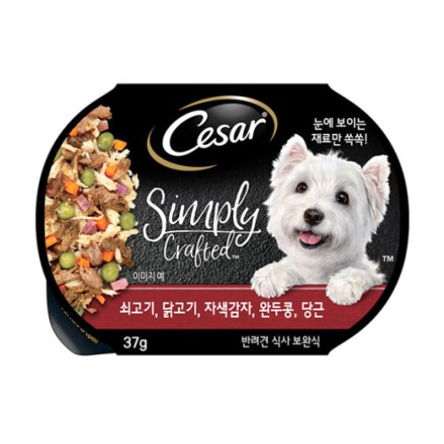  시저 심플리 크래프티드 쇠고기, 닭고기, 자색감자, 완두콩, 당근 캔 37g [10개]