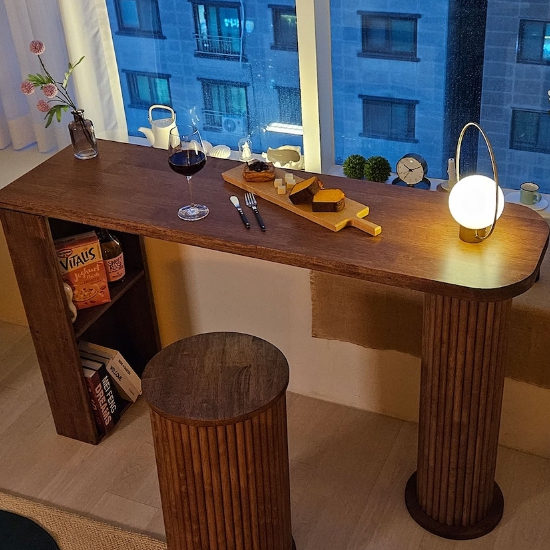 다올퍼니 아떼3 원목 홈카페 홈바 수납 아일랜드 식탁 1200 (스툴1개)