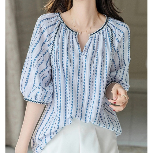 기타 패션시그널 /에스닉엣지라인 프린팅 블라우스 FC2D71