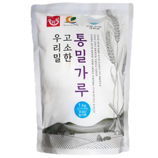 한국우리밀농협 국내산 고소한 통밀가루 1kg (8개)_이미지