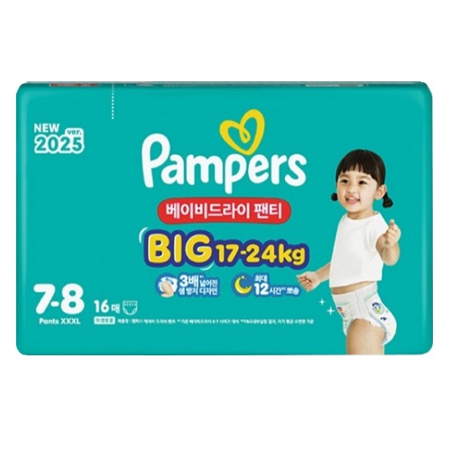 P&G 팸퍼스 2025 베이비드라이 팬티형 7단계-공용 (96매)