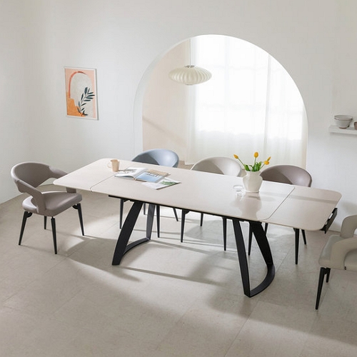 벤티스가구 델론 확장형 포세린 세라믹 식탁 1600 (의자6개)_이미지