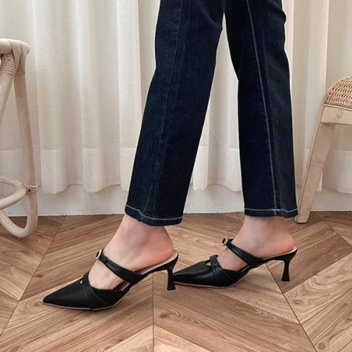 웨지힐 슬링백 여성화 토오픈 키높이 펌프스 WFJND44