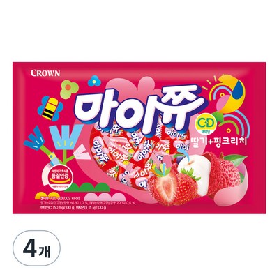 크라운제과 마이쮸 딸기 핑크리치 720g (4개)_이미지