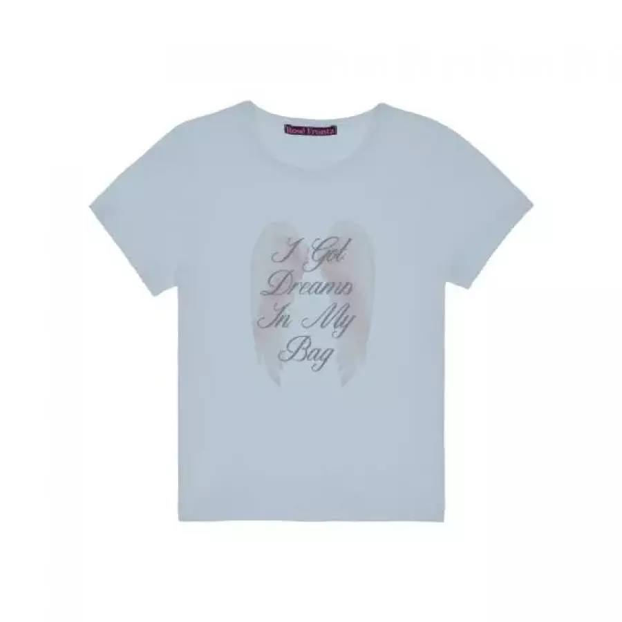 ROSEFRANTZ Angel Wing Lettering T-shirt Sky Blue 5014226529 295103