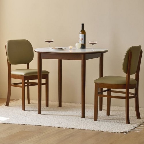 헤이즐 원형 원목 세라믹 식탁 900