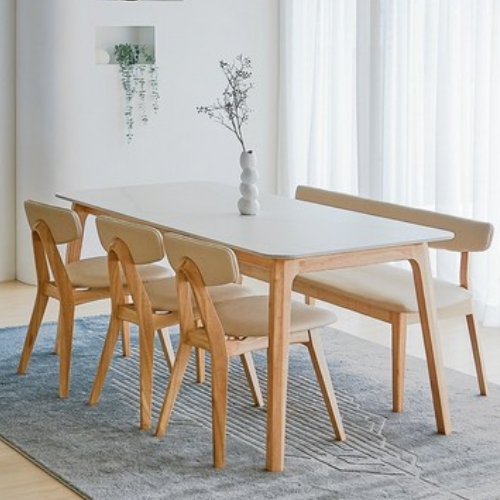 로포텐 빈센트 포세린 세라믹 낮은 식탁 1800 (의자2개+벤치1개)_이미지