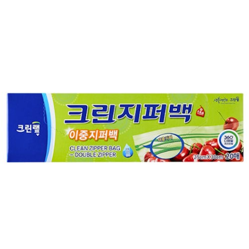 크린랲 크린 이중지퍼백 25x30cm (대) 20매 (5개(100매))_이미지