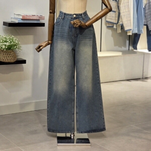 반에이크 와이드 워싱 일자 청바지 VB64DLM302W_이미지