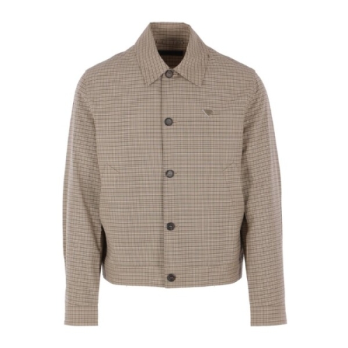 프라다 로고 패치 체크 크롭 재킷 SGD124SOOO 19E3F0065