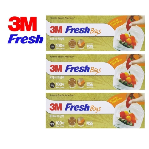 3M Fresh 엠보싱 위생백 대형 300매 일회용비닐백 비닐팩 위생비닐 일회용백 일회용품 캠핑용품 여행필수품_이미지
