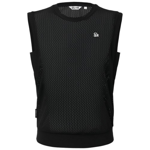 챌린저 에센셜 스트레치 메쉬 라운드넥 골프 베스트 CHE2WVT2955BK_이미지