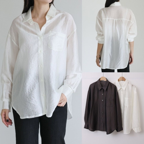 위쉬몰 WB 한지주름패턴포켓남방 V420H510 빅사이즈