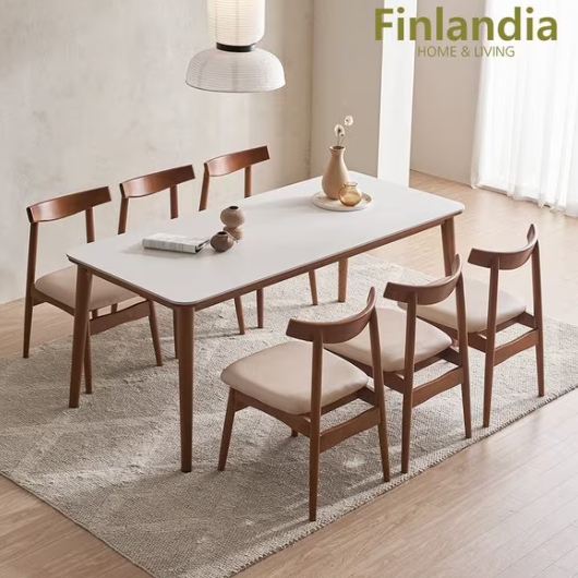 핀란디아 멜버른 포세린 세라믹 식탁 1800 (의자6개)_이미지