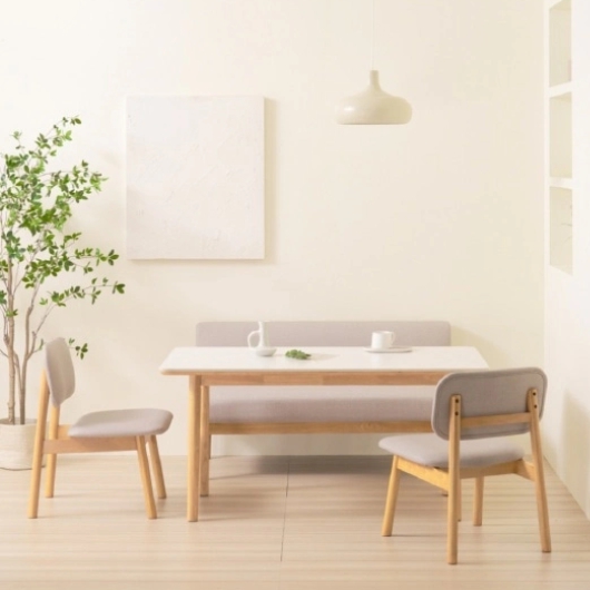 보니애가구 밀리아 낮은 세라믹 식탁 1400 (의자2개+벤치1개)_이미지