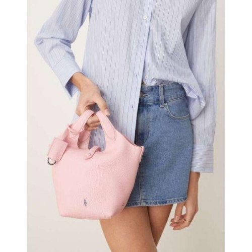 폴로랄프로렌 우먼 플레이 페블 100 % 레더 스몰 토트 앤 크로스백 인 코튼 캔디 11122134