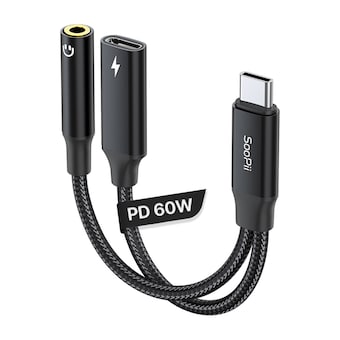 SooPii GD20 Type C <b>to</b> <b>3.5mm</b> 듀얼 젠더