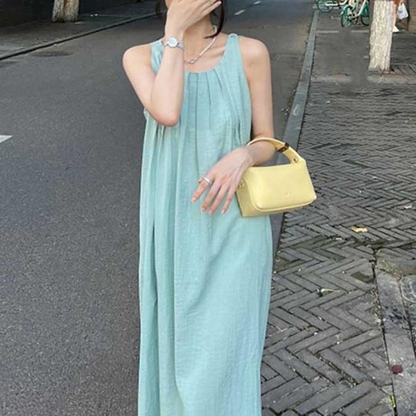 더블디 내추럴 나시 셔링 링클플리 원피스 TDN-0263 40698943A