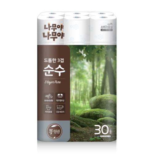 나무야나무야 도톰한 3겹 순수 27m (30롤) (3팩)_이미지