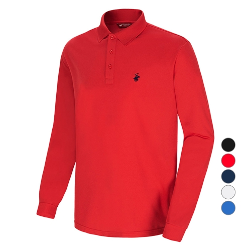 비버리힐스 폴로클럽 남녀공용 쿨에버 스몰로고 긴팔 카라 티셔츠 CPW0T11 95 레드_이미지