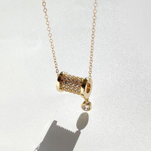 에버링 14K 금 체인+gold plated 펜던트 골든라벨 휠 목걸이_NQJH4503