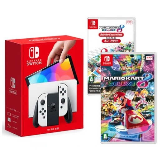 Nintendo 닌텐도 스위치 OLED 4인용 게임 패키지 (마리오카트8 디럭스 + 확장팩)