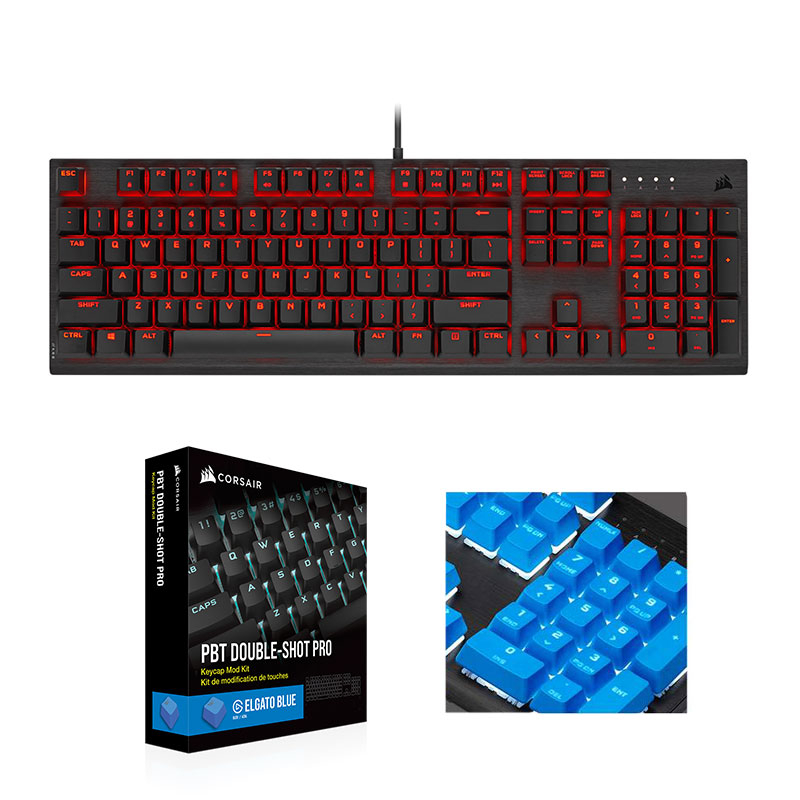CORSAIR K60 PRO + PBT Double-shot Keycaps Pro (비올라축, 블루)_이미지