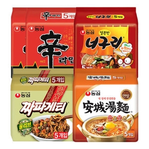 농심 신라면10개 + 얼큰한너구리5개 + 짜파게티5개 + 안성탕면5개_이미지
