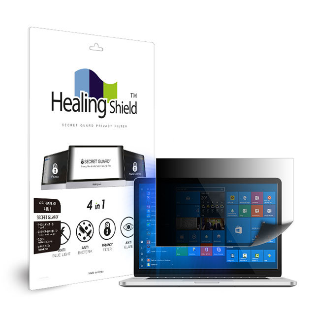 폰트리 힐링쉴드 노트북 와이드 항균 보안 필터 블루라이트차단 양면 정보보안기 (12.1인치)