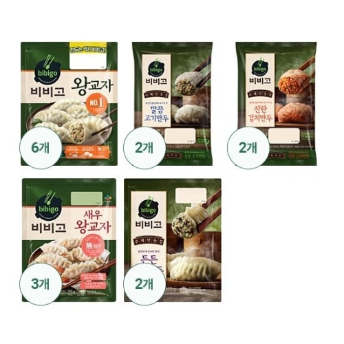 만두구성 왕교자6봉+새우왕교자3봉+수제깔끔고기만두 2봉+수제진한김치만두 2봉