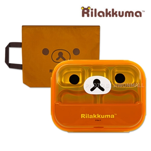 리락쿠마 942CF5 리락쿠마 가방 2단 큰 스텐도시락-브라운_이미지