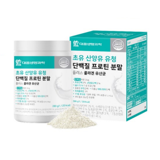 대웅생명과학 초유 산양유 유청 단백질 프로틴 분말 플러스 콜라겐 유산균 280g (2개)