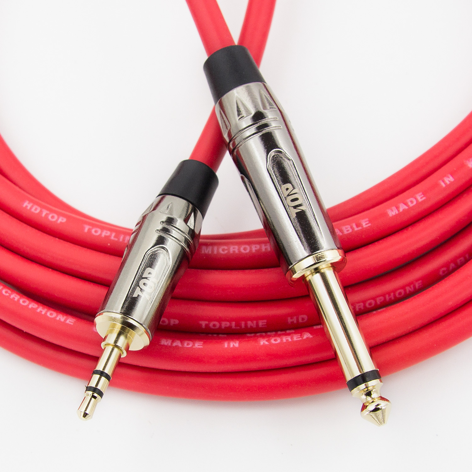 탑라인에이치디 HDTOP 메탈 3.5스테레오 to 5.5모노 케이블 레드 (30m, HT-TP4212)_이미지