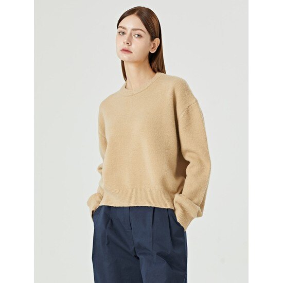 BNX 라운드 데일리 박스핏 베이직 긴팔 니트 BW4KP002L0_이미지