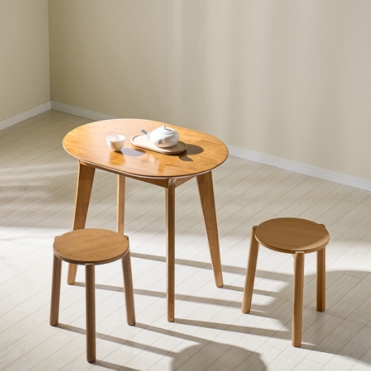 스코나 메이드 원목 타원 식탁 800 (스툴2개)_이미지