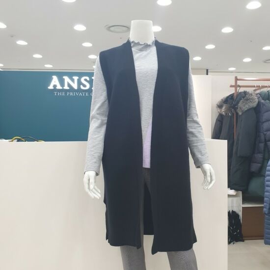 안지크 하프기장 니트조끼 ae3-jv5100  bl_이미지