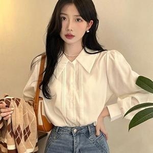 셀러허브 패션 JHP232S9_51IB 어깨 빅카라 블라우스 URD-368