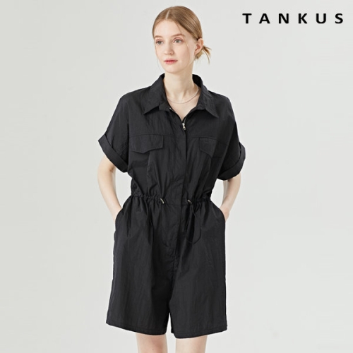 탱커스 여성 카라 페이크 포켓 스트링 미디 점프수트 TW2OP018L0_이미지