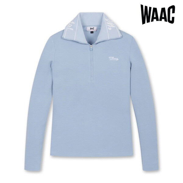 waac 로고 니트카라 쿼터집업 티셔츠 WWTBA24667LBX_이미지