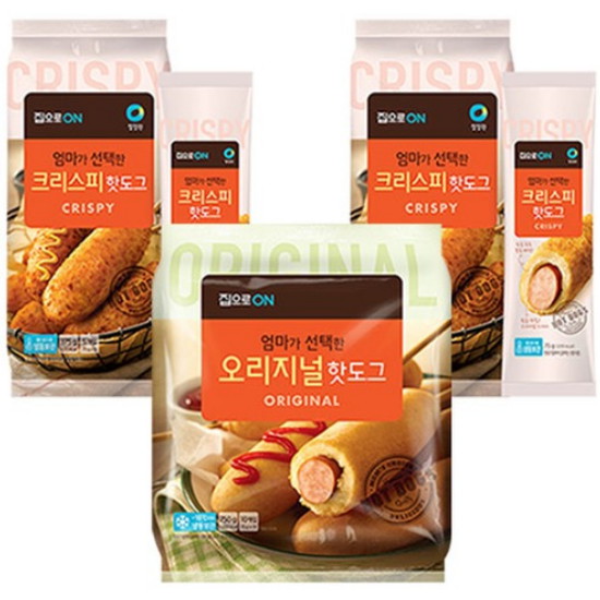 대상 청정원 집으로ON 엄마가 선택한 오리지널 핫도그 750g+크리스피 핫도그 750g (1개)