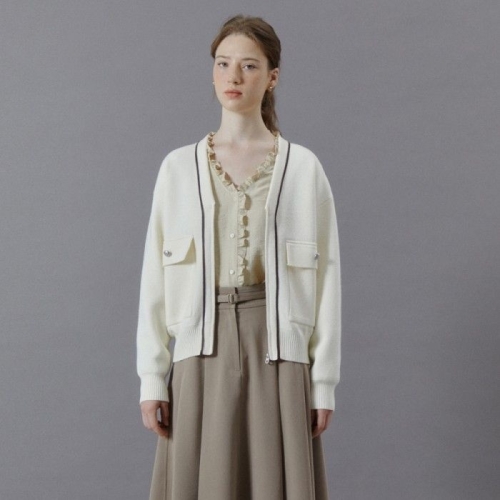 바바패션 더아이잗 브이넥 배색 집업 니트 가디건 IRVP1CD711