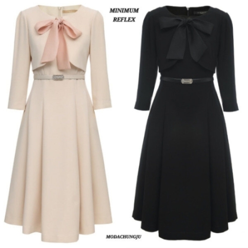 엠디 리본 플레어 원피스 MYCAWO7030CJ_이미지