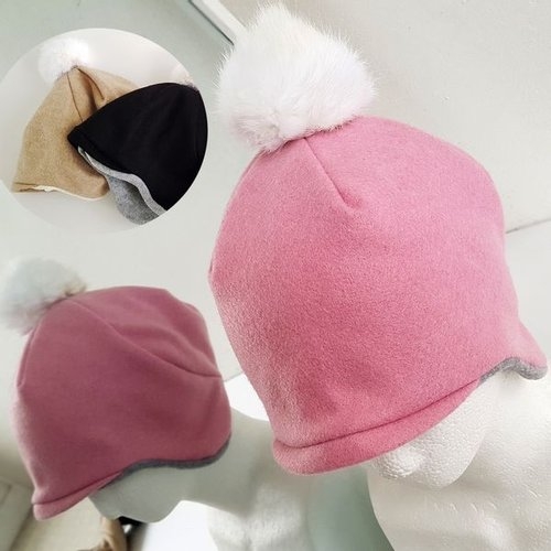 귀달이 모자 O 여자 토끼털 방울